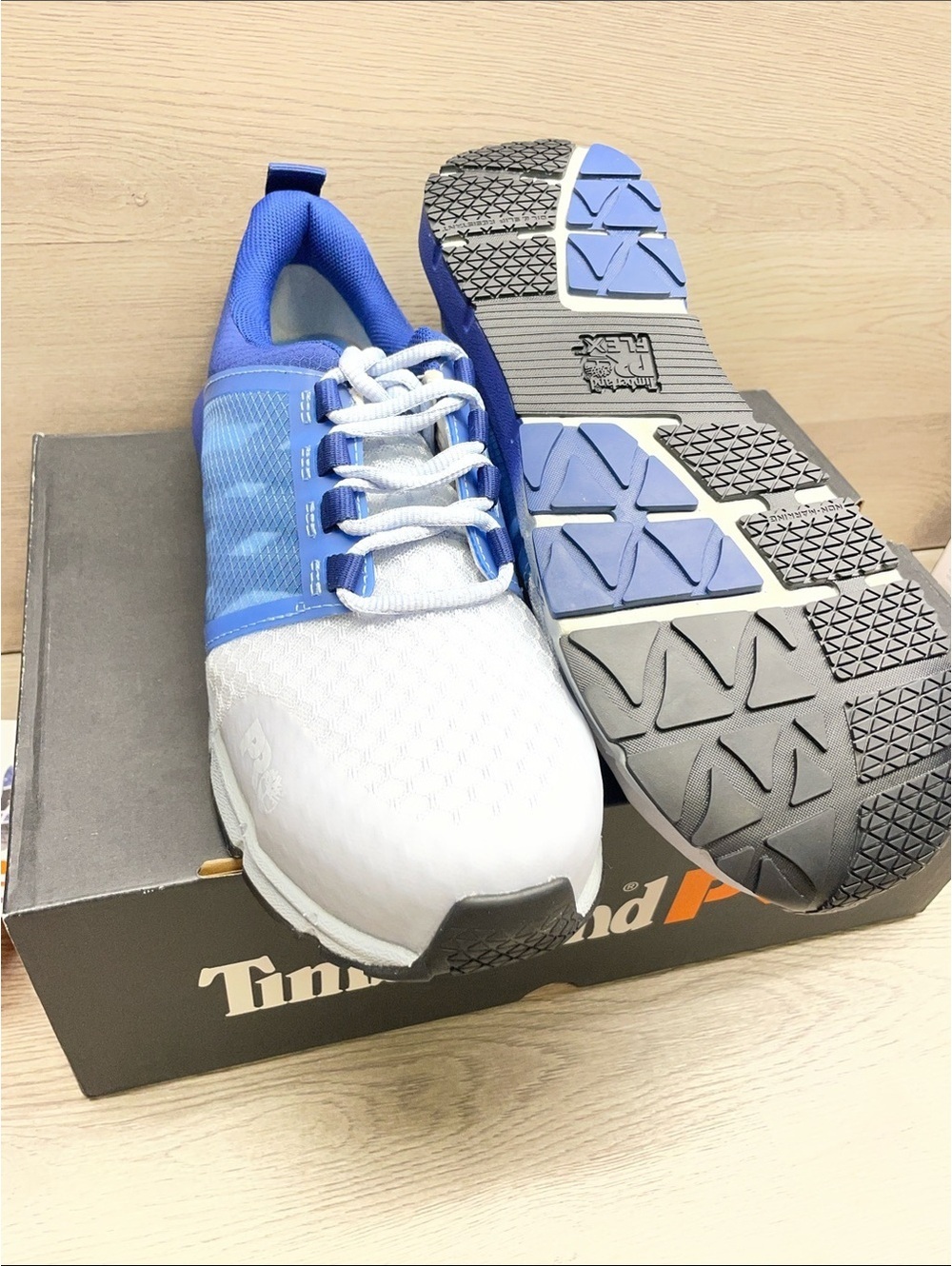 Timberland Women’s Blue and White Lace-Up Work Sneakers #264